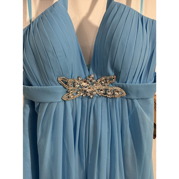 Light In The Box AQUA BLUE SHIMMER CHIFFON BEADED BLING PROM FORMAL GOWN DRESS - Picture 4 of 11